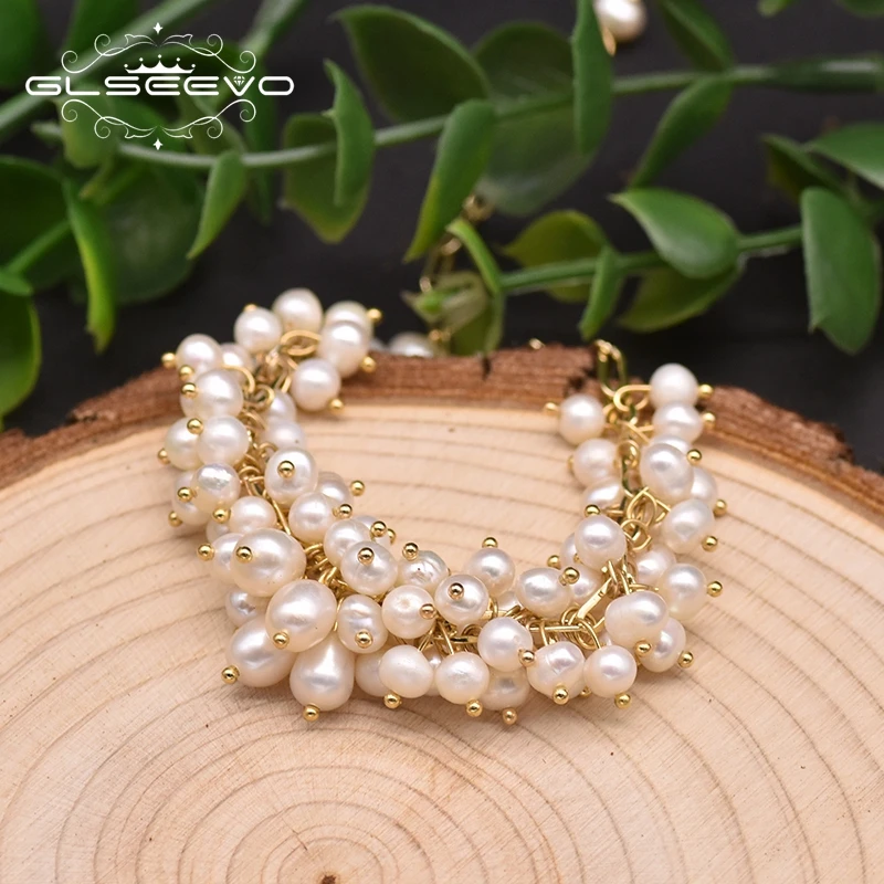 Регулируемый браслет GLSEEVO из натурального пресноводного жемчуга для женщин