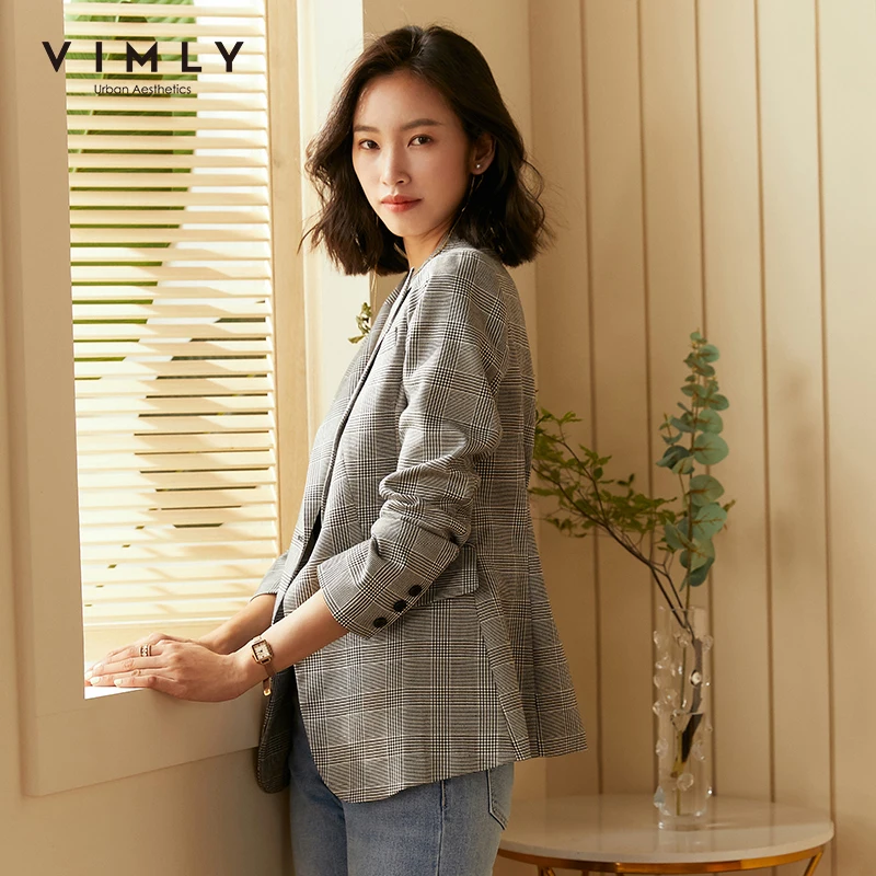 Блейзер Женский в клетку на одной пуговице осень | Женская одежда