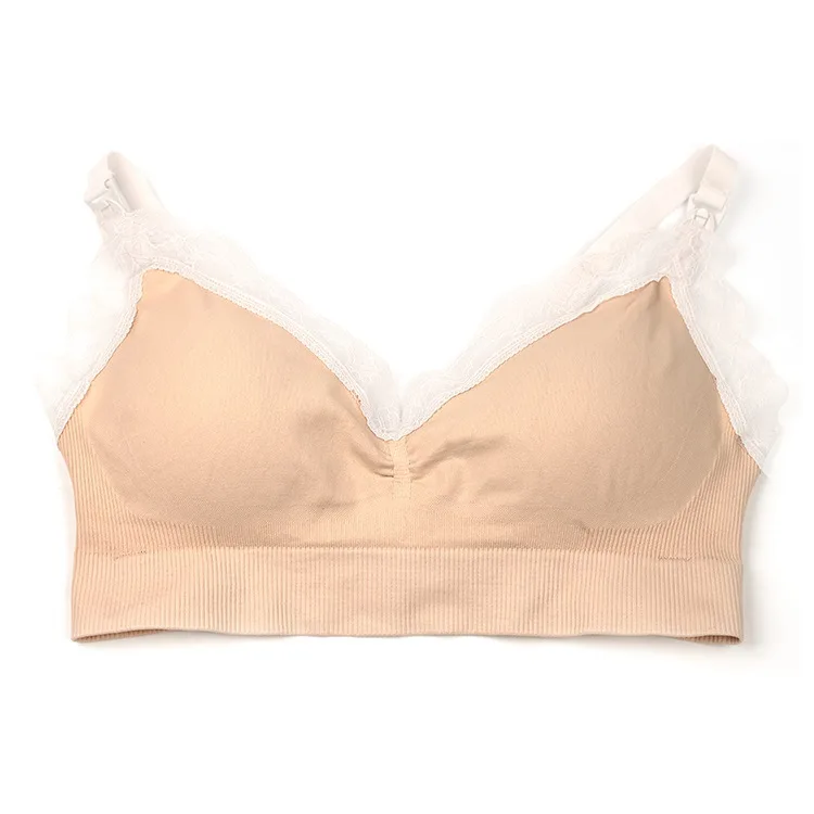plus lace beige Auri Маффи средства ухода за кожей для будущих мам бюстгальтеры для кормящих беременные женщины нижнее белье бюстгальтер для занятия спортом, yoga нижнее белье бюстгальтер для беременных Большие размеры - Цвет: plus lace beige