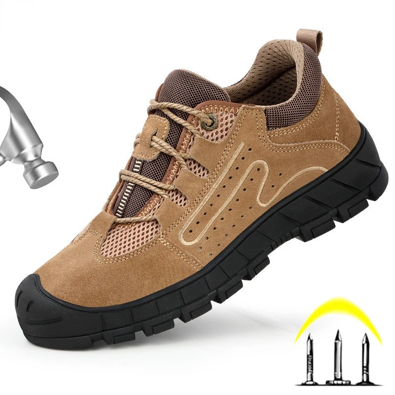 

Breathable Safety Shoes Men Steel Toe Shoes Puncture Proof Work Safety Boots Men Work Shoes Wear-resistant Hiking Work Sneakers