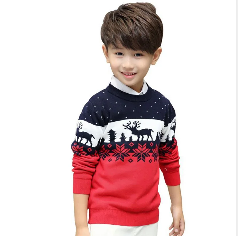 Рождественские свитеры для мальчиков зимняя детская одежда с принтом лося