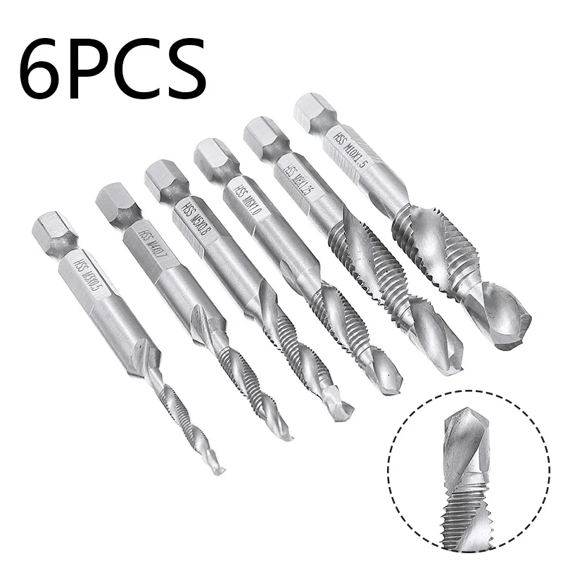 

6 шт., набор сверл M3/M4/M5/M6/M8/M10 из стали с титановым покрытием