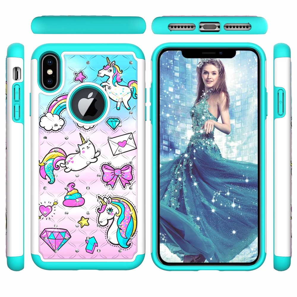 Блестящий чехол со стразами и для iPhone 11 Pro X XR Xs Max 8 7 Plus Гибридный противоударный