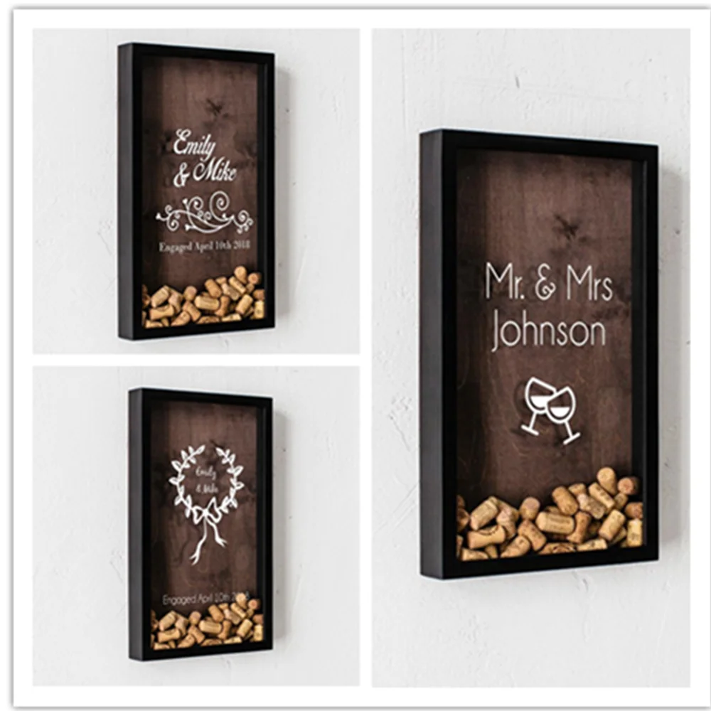 Персонализированная виниловая пробковая коробка 3d рамка для бокса с тенями вина