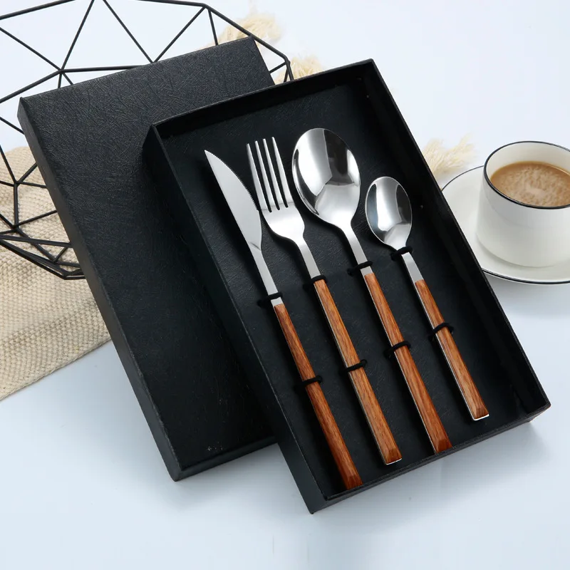 

Retro Metal Cutlery Set Simple Thicken Silver Stainless Steel Eco Friendly Products Gift Set Cuberteria Home Decoration EC50CJ