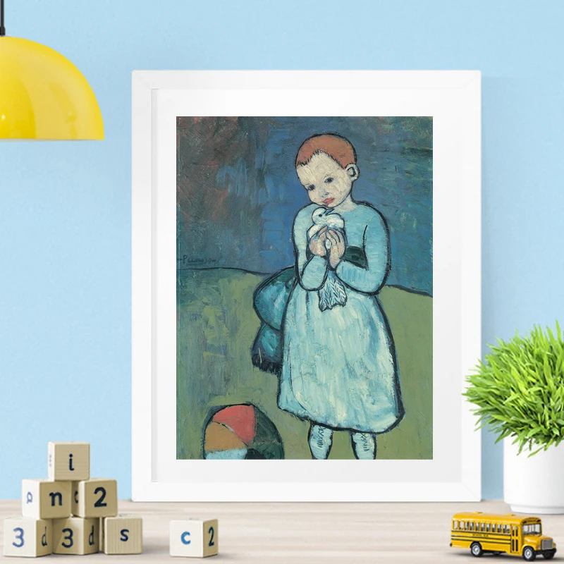Picasso ребенка с голубем холст для живописи принт Гостиная домашний декор