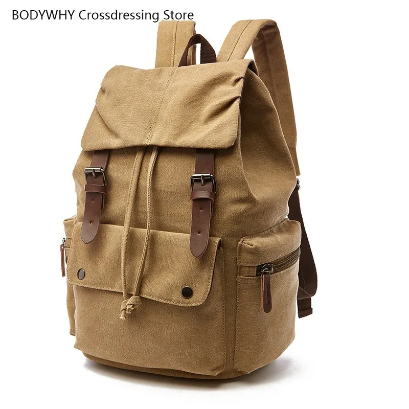 

The New Canvas Bag Shoulder Computer Bag Korean Version of The Tide Bag Shoulder Student Bag Travel Backpack