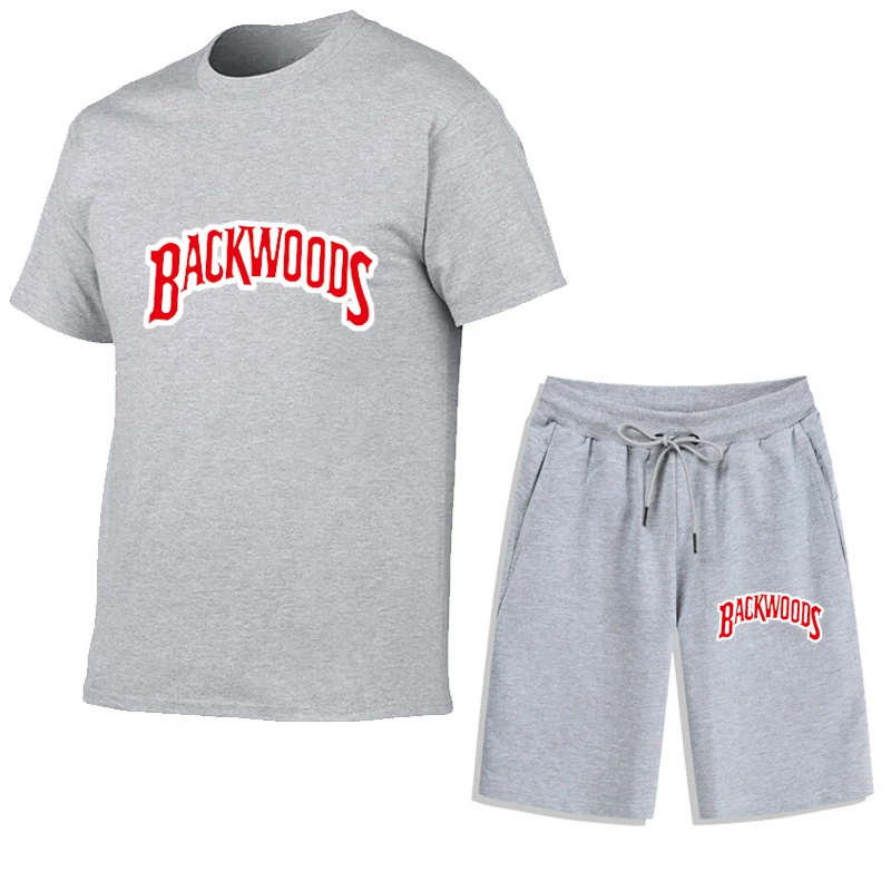 

2021 new summer sportswear men's sports suit fashion casual printing men's running 2-piece suit men's T-shirt + shorts