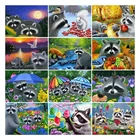 Алмазная 5d картина сделай сам, вышивка с животными, квадратная, круглая, мозаика с изображением цветов, енота, белки, вышивка крестиком, хобби, подарок