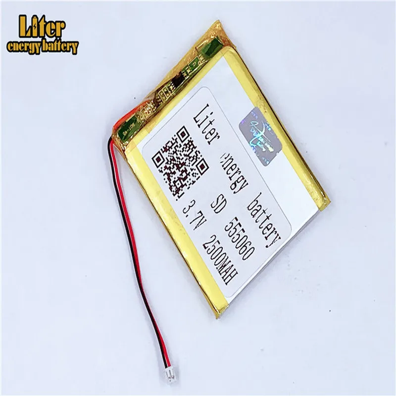 

1.25MM 2pin connector 555060 2500mah 3.7V Li-ion polymer LP Li-polymer battery LiPo e-books GPS PDA power bank