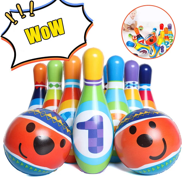 

Твердый Боулинг из ПУ кожи детский боулинг в помещении большой детский шар безопасность родителей спортивная игрушка обучающая игрушка Мо...