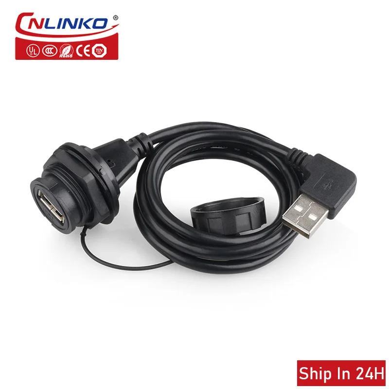 

Cnlinko YU-USB2.0 Waterproof Data Connector USB Adapter Male Plug Female Socket Connector for Aviation Industry Automobile