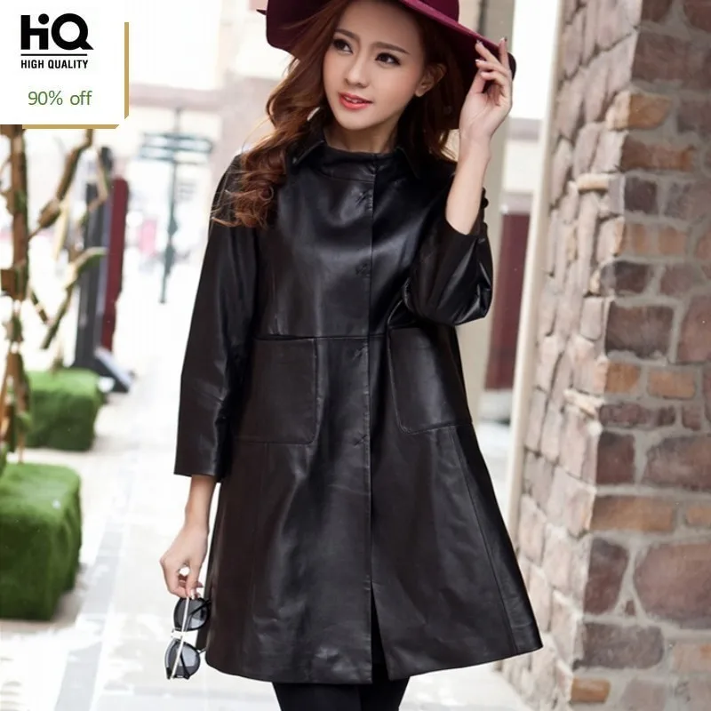 Новое поступление 2020 Женское пальто натуральная кожа ветровка черный красный