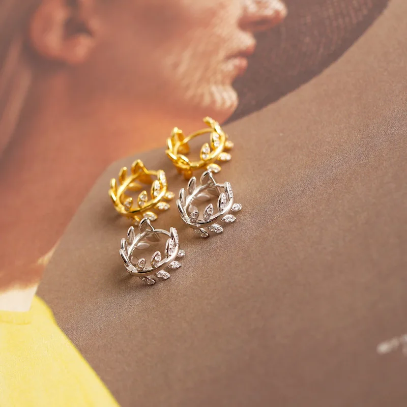 Женские серьги-кольца OUFEI из стерлингового серебра 925 пробы с кристаллами