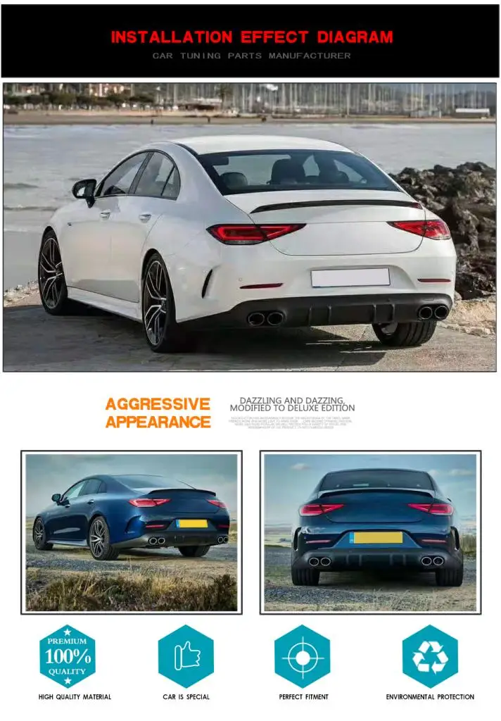 ПП черный задний бампер диффузор спойлер для Mercedes-Benz CLS класс C257 Спорт Non CLS53 AMG задний бампер диффузор