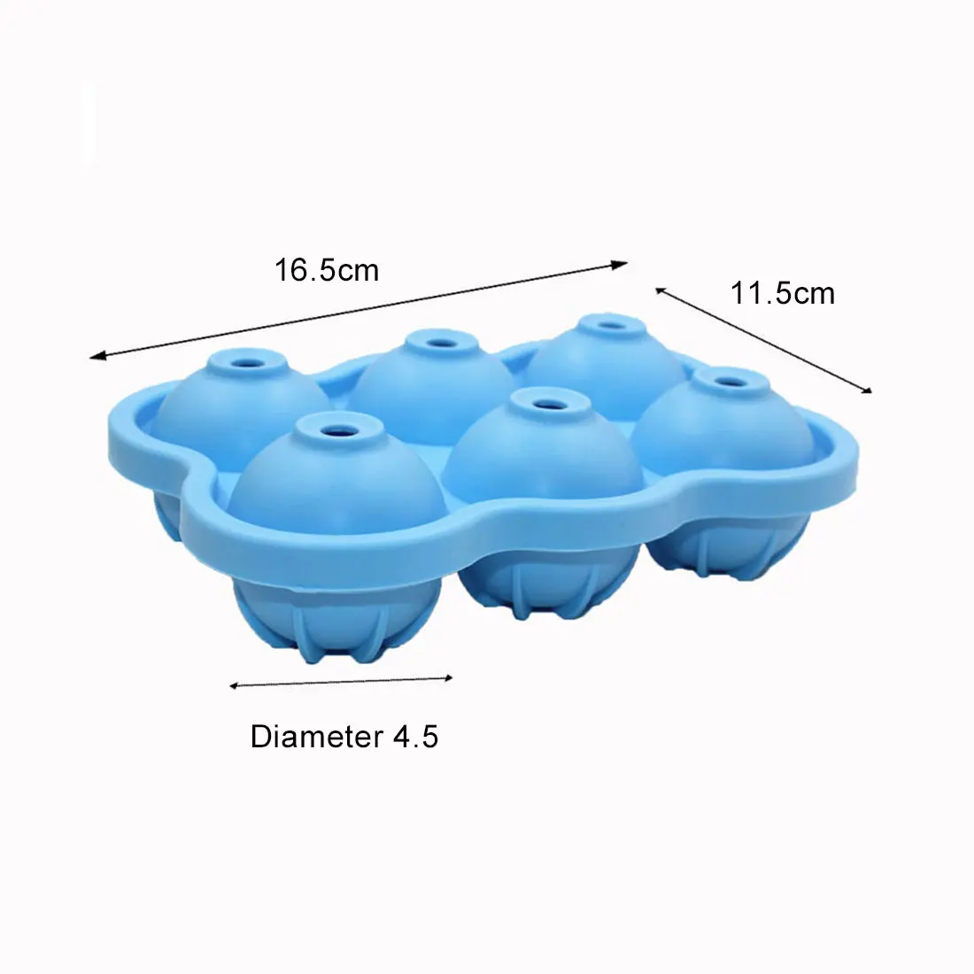 

6 Colors 6 Holes 4.5cm Diameter Food Grade Soft Silicone Eco-Friendly Useful Homemade Ice Cube Tray Ball Maker Mold Cute Simple