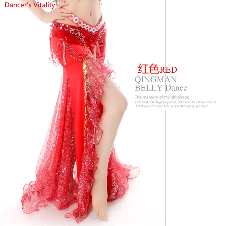 новый сексуальный женский танец живота юбка сплит фиолетовый красный белый