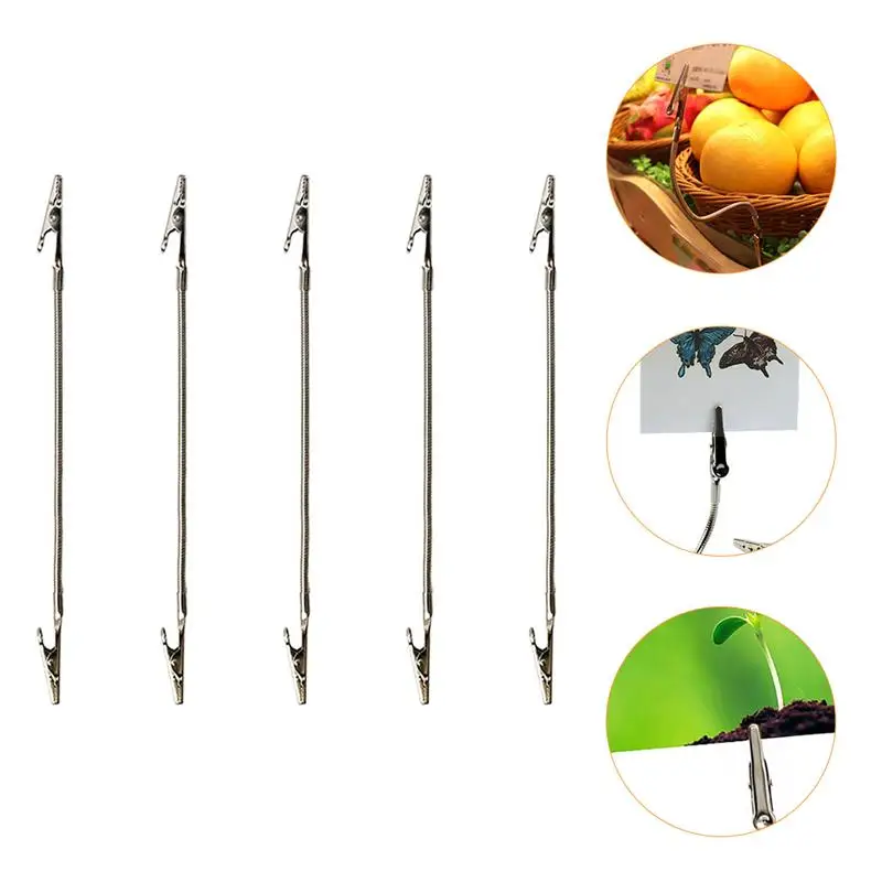 

5Pcs 23cm Metal Wire Alligator Clamp Long-Tailed Alligator Iron Clips (Silver)