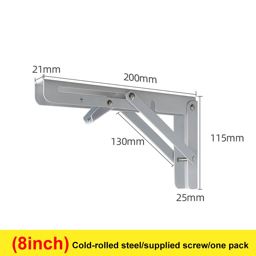 2PCS 8 inch Triangle Folding Shelf Bracket Max. Load 60KG Adjustable Wall Mounted Bench Table Basket Space Saving Storage |