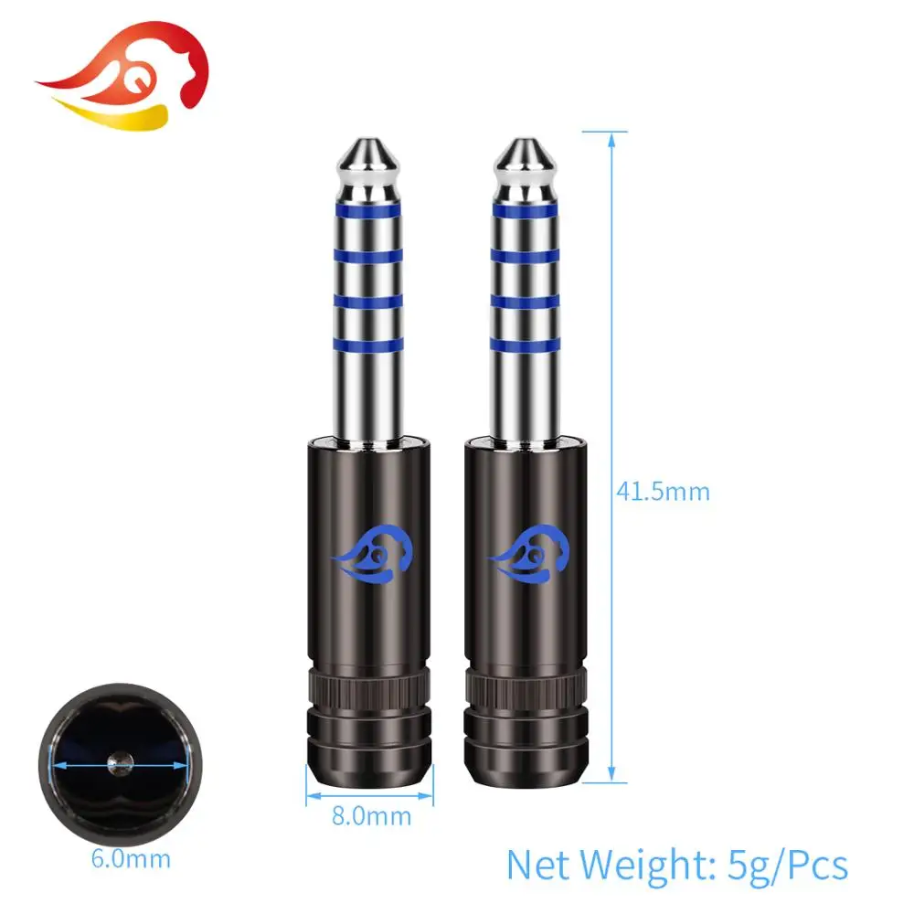 QYFANG Aurora 4.4mm 5 Pole Rhodium Plated Beryllium Copper Earphone Plug Headset Audio Jack Wire Connector Blue Metal Adapter |