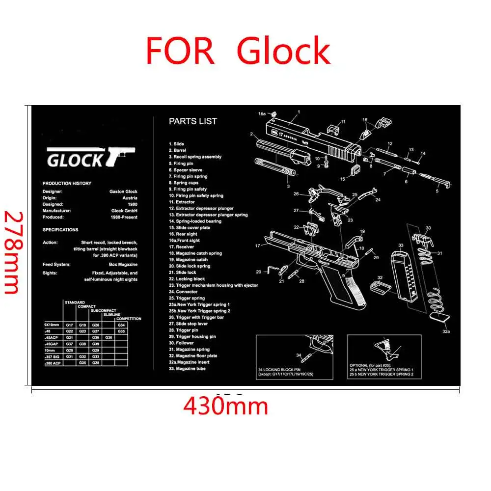Резиновый коврик для чистки пистолета тактические аксессуары мыши Beretta 92 HK USP Colt