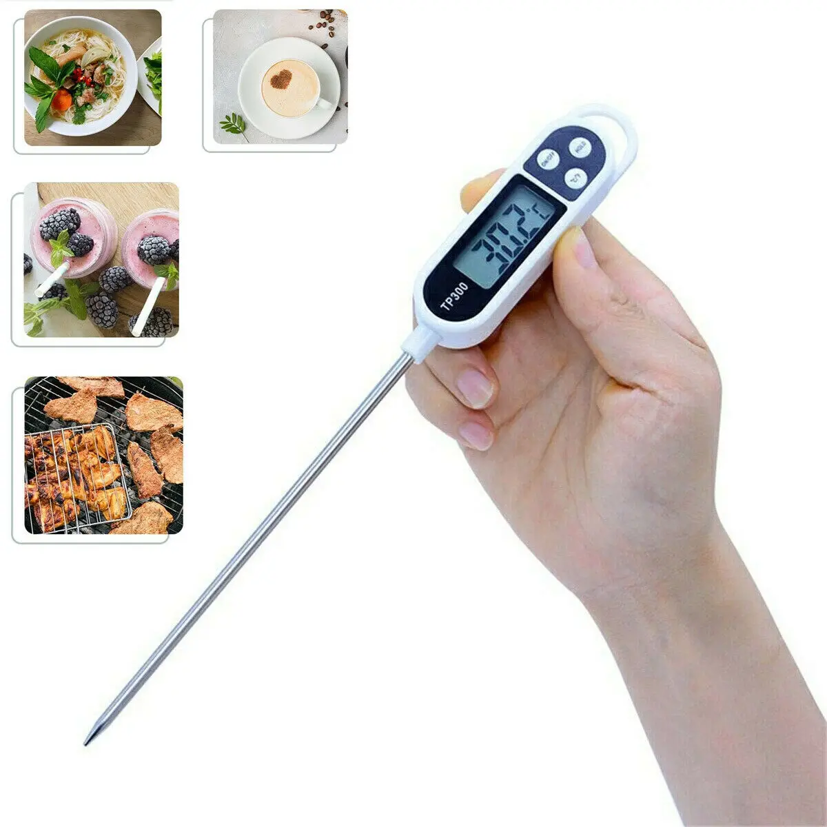 

TP300 Digital Food Thermometer Probe For Kitchen BBQ Meat Water Milk Oil Tea Soup Electronic Oven Temperature Measuring Tool