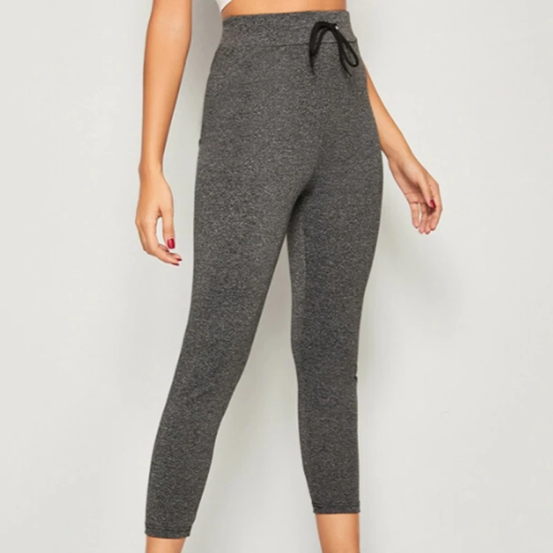 

Women's Fitness Pants Fashion Casual High Waist Soft Gray Tight Elastic Sports Gym Running Womens Pants