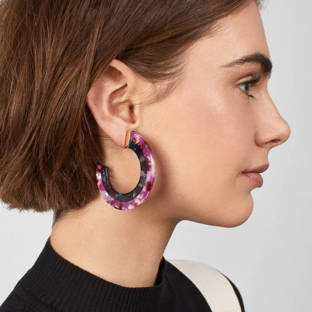 Женские Разноцветные серьги-кольца ZA многоугольные серьги из полимера в