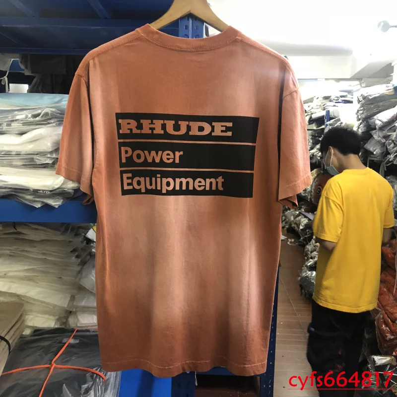 Топ Версия RHUDE POWER EQUIPMENT футболка для мужчин и женщин галстук краситель футболки