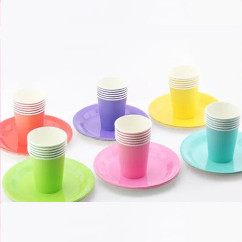 6 шт красочные бумажные тарелки и стаканы салфетка одноразовая посуда