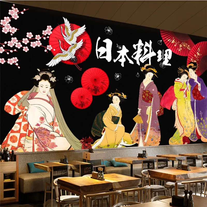 Японская кухня суши Ресторан промышленный Декор черные обои на стену 3D Ретро