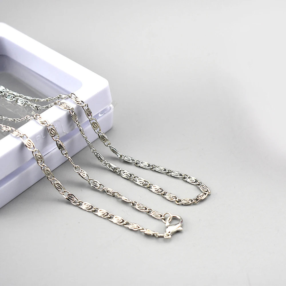 100 шт. акция серебряная цепочка 2 5 мм с отпечатком пальца ожерелье-цепочка Фигаро