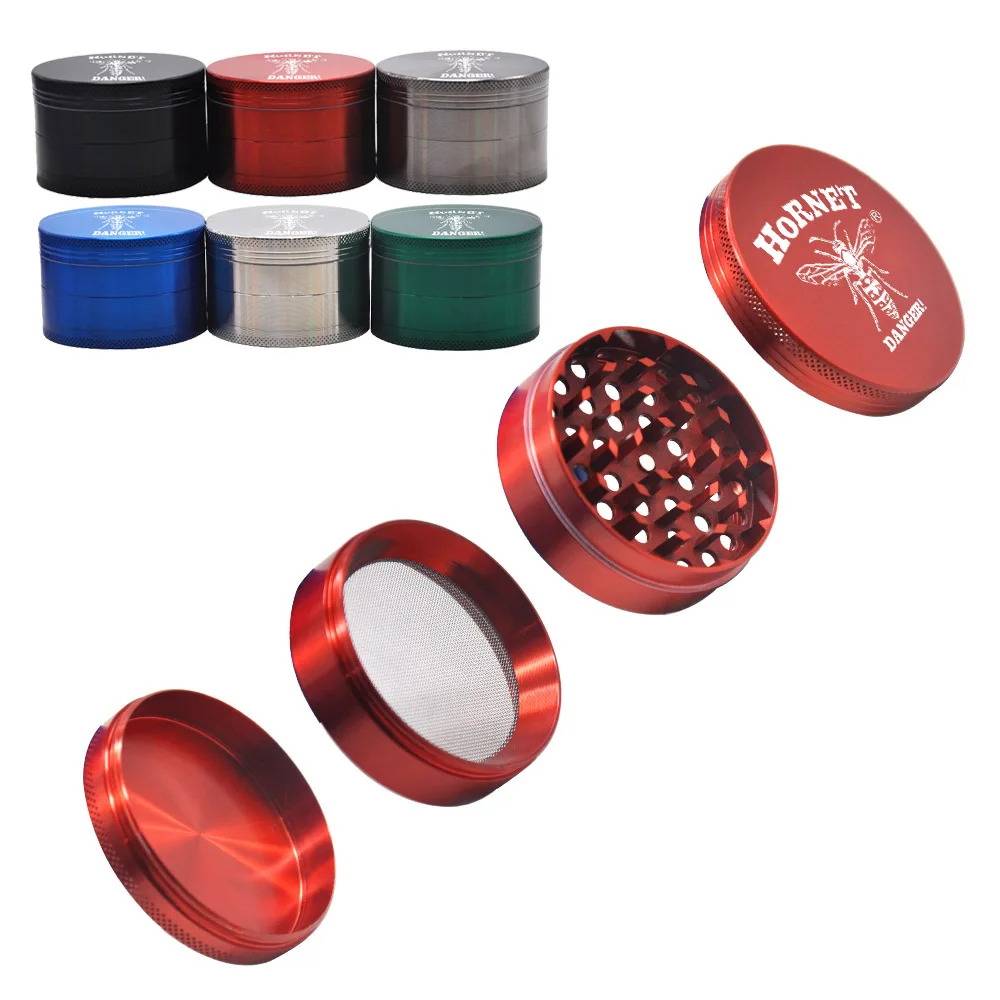 

HORNET Metal Tobacco Herb Grinder 63MM 4 Piece With Pollen Catcher Tray Razor-Sharp Teeth Zinc Alloy Smoking Herb Grinders