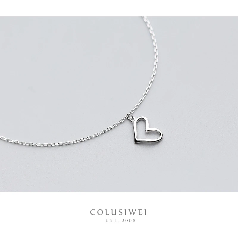 Женский анклет на ногу Colusiwei амулет из настоящего серебра 925 пробы с милым сердцем