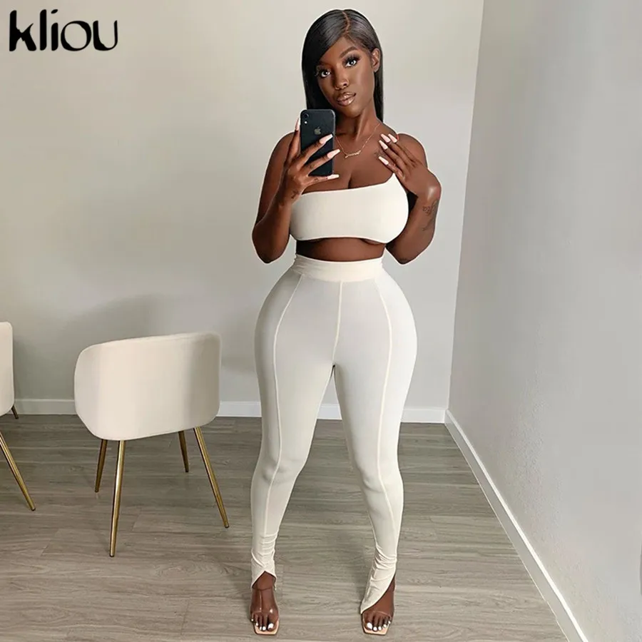 Женский спортивный костюм Kliou на одно плечо комплект из двух предметов