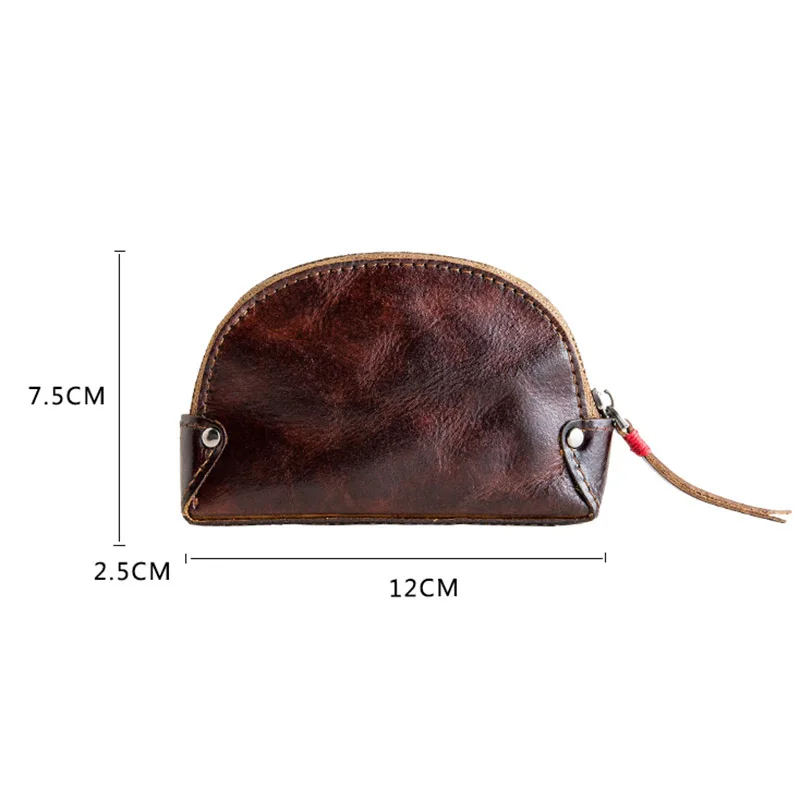 

Vintage leather driver's license key case, first layer leather male coin purse, handmade small card case