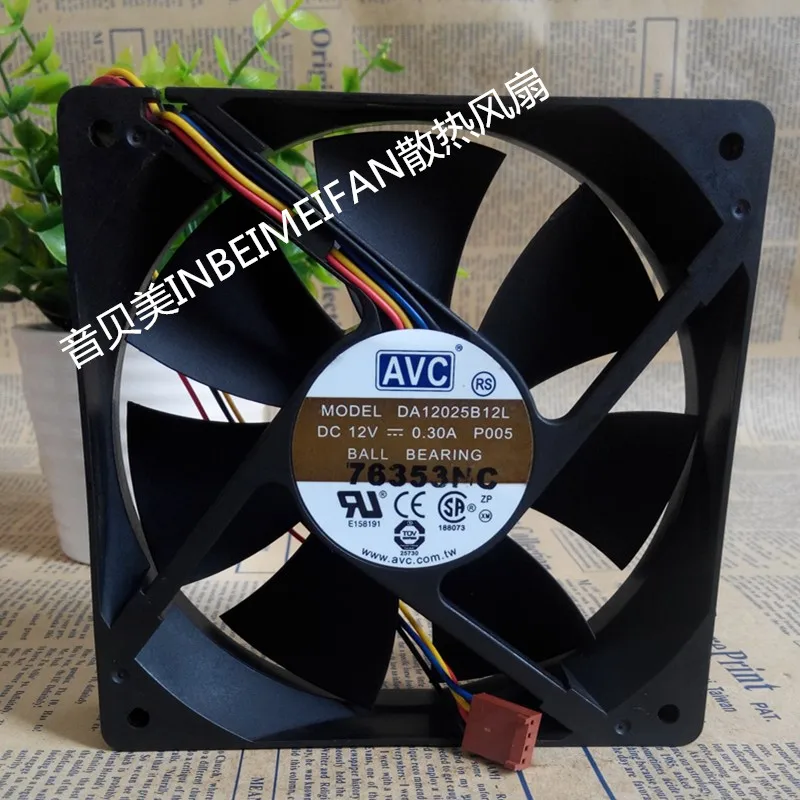 Оригинальный AVC DA12025B12L P005 12V 0.3A 12 см 12025 120*120*25 мм бесшумный 4 контактный вентилятор