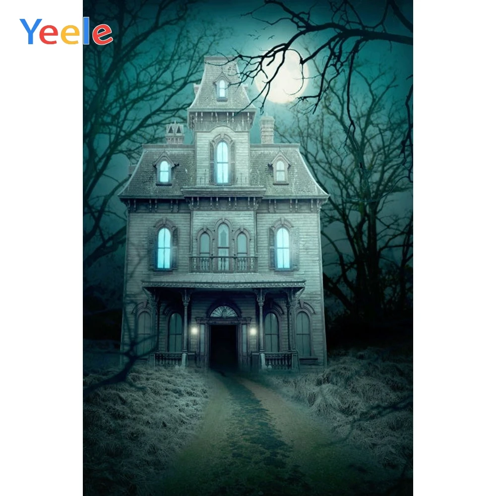

Yeele Halloween Backdrop Old House Ghost Tombstone Moon Candy Tomb Baby Custom Vinyl Photography Background For Photo Studio
