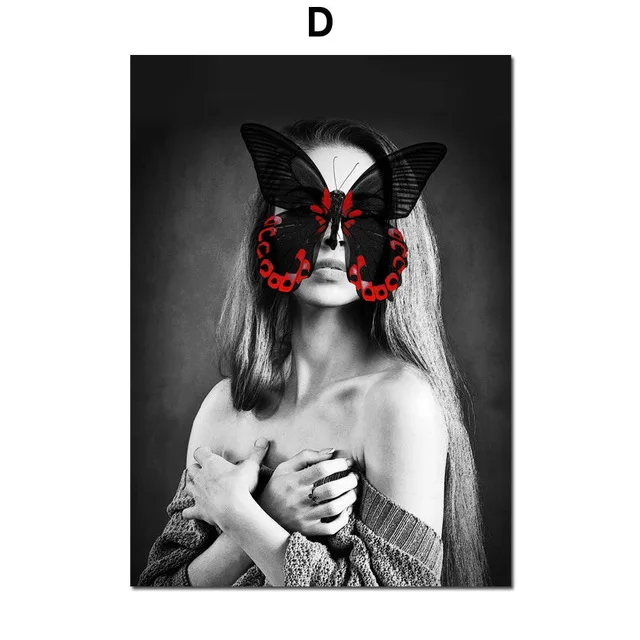 

Nordic Wall Art Canvas Painting Posters And Prints Fashion Girl Butterfly Makeup Wall Picture For Living Room Beauty Store Decor