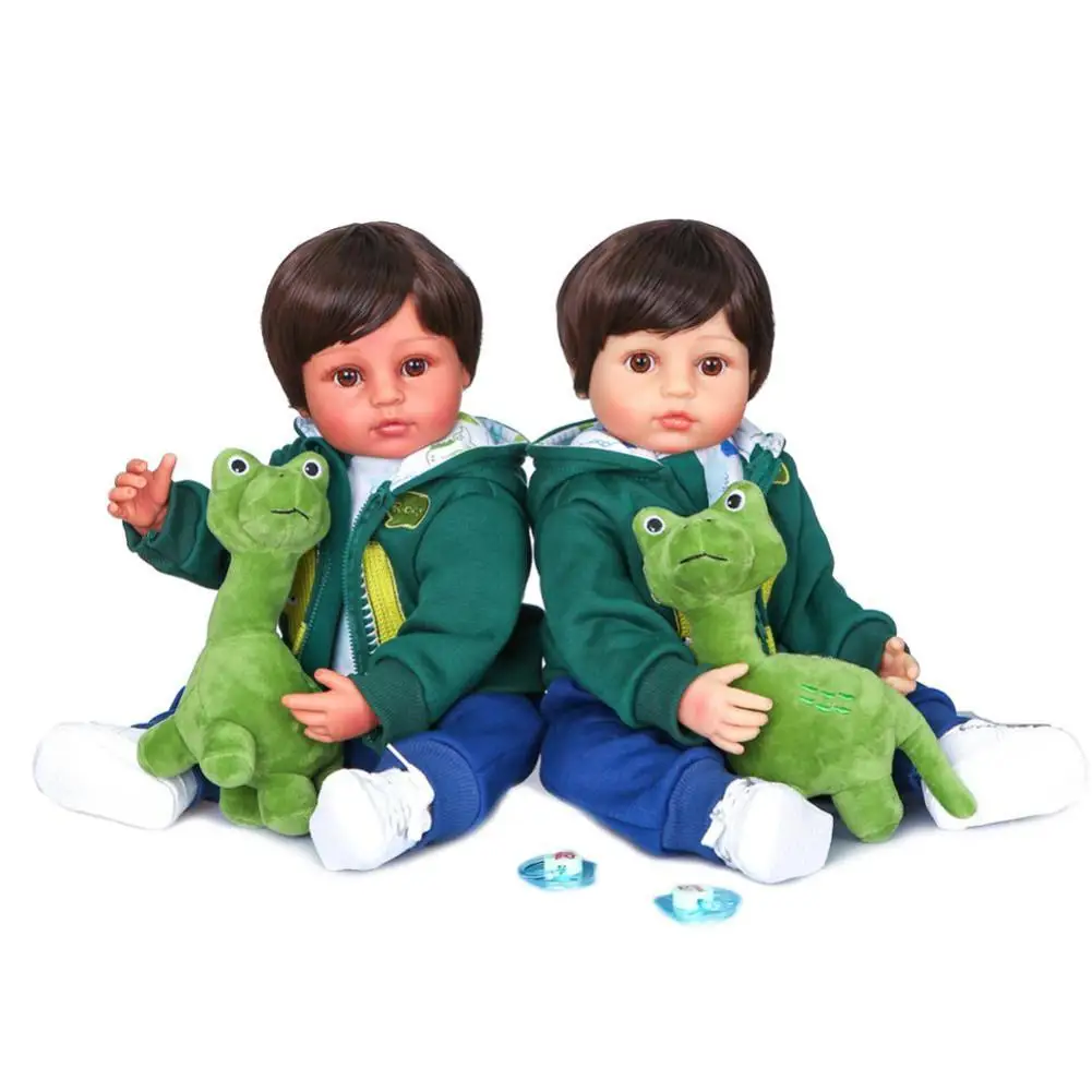 

NPK 55 cm Soft Silicone Vinyl doll Gifts Two Skin Colors Baby Boy Newborn Flexible Baby Doll