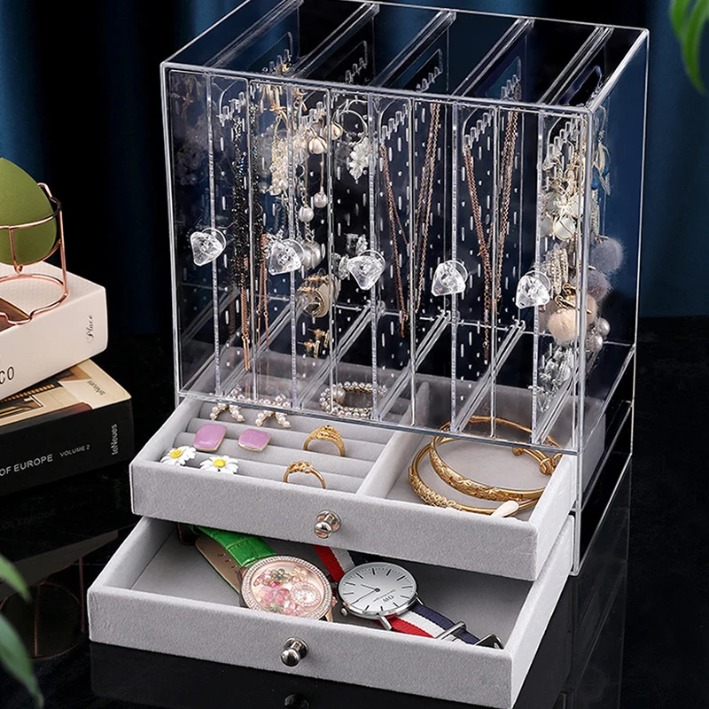 Коробка для хранения ювелирных украшений прозрачный пластиковый контейнер