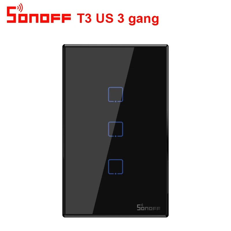T3 3 GANG Sonoff T1 T2 T3 работает с Google Home Alexa US Умный дом WiFi RF пульт дистанционного управления настенный светильник переключатель панель настенный сенсорный светильник переключатель - Комплект: T3 3 GANG