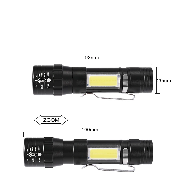 Портативный светодиодный мини фонарик с клипсой на крючке 3 режима Q5