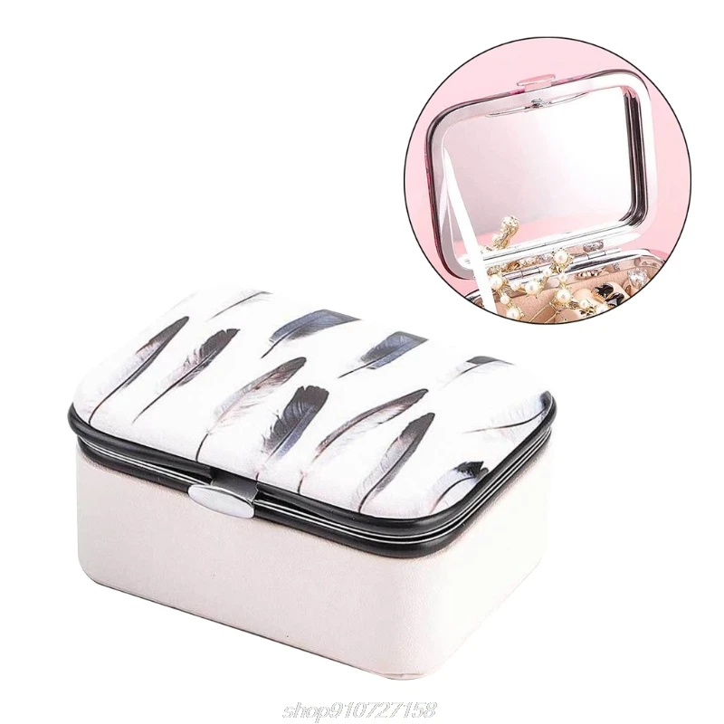 

Travel Leather Bracelet Box Brooch Jewelry Storage Case with Mirror Earrings Necklace Protable Organizer Display N24 20 Dropship