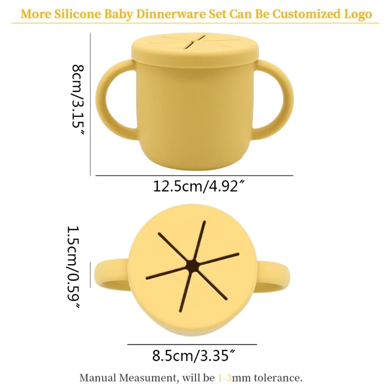 

50LE 300ml Baby Silicone Snack Cup Infants Feeding Food Bowl with Double Handle No Spill Snack Container Water Bottle