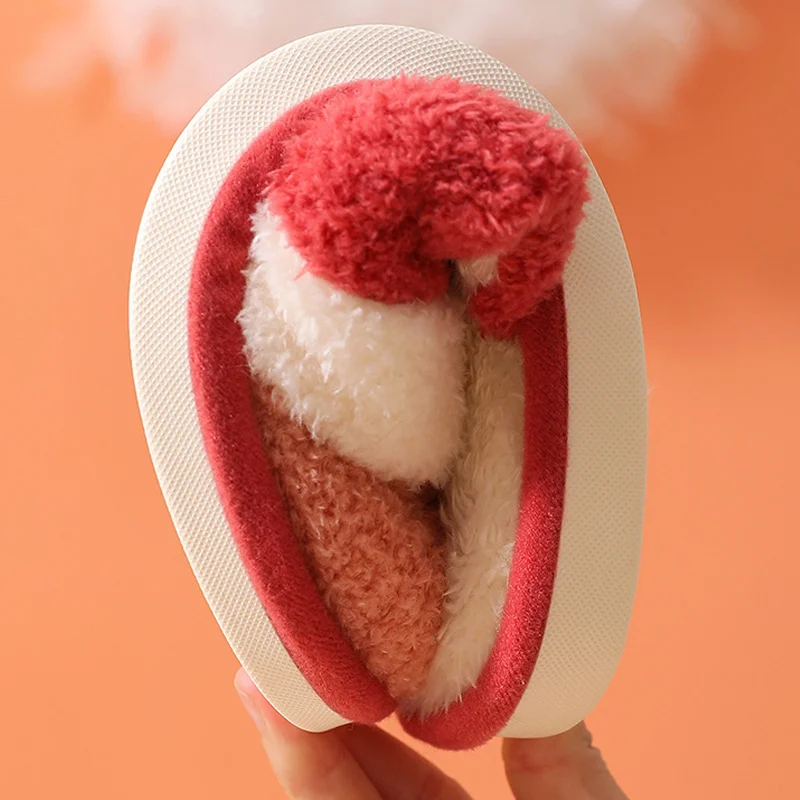 Striped Shoes Slipper Womens Men Home Fluffy House Winter Warm Slippers Soft Shoes Indoors Bedroom Soft Fur Slippers Big Size