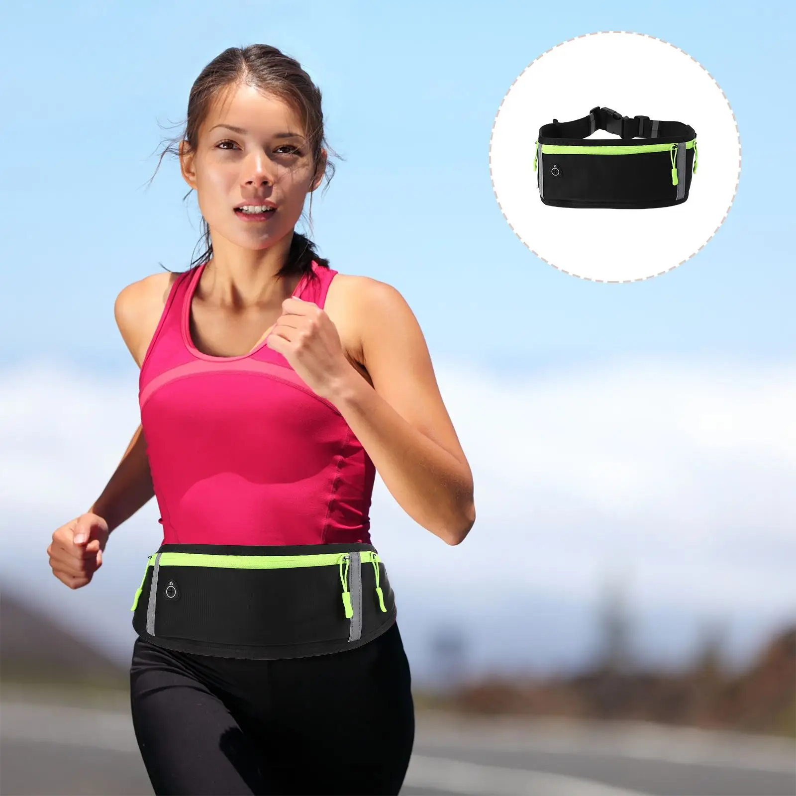 

1pc Waist Bag Headphone Jack Adjustable Belt Mobile Phone Pocket Waist Pack for Running