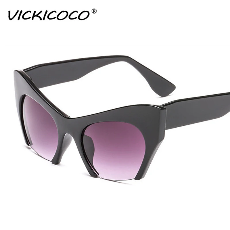 

Vintage Cat Eye Sun Glasses Ladies 2021 New Luxury Half Frames Glasses Frame Women Brand Designer Fashion Big Black Shades UV400