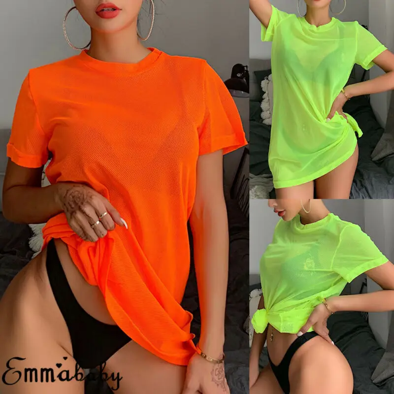 Женская Сетчатая футболка с коротким рукавом и круглым вырезом | одежда