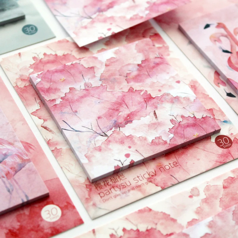 50Pcs Cute Kawaii Memo Pads Sticker Chinese Style Landscape Painting Self-adhesive Memo Pad Sticky Notes School Office Supplies